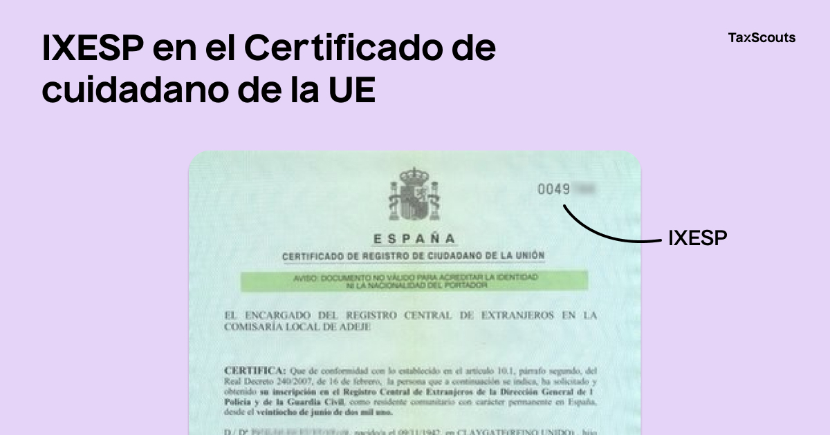 IXESP en el Certificado de ciudadano de UE (documento)