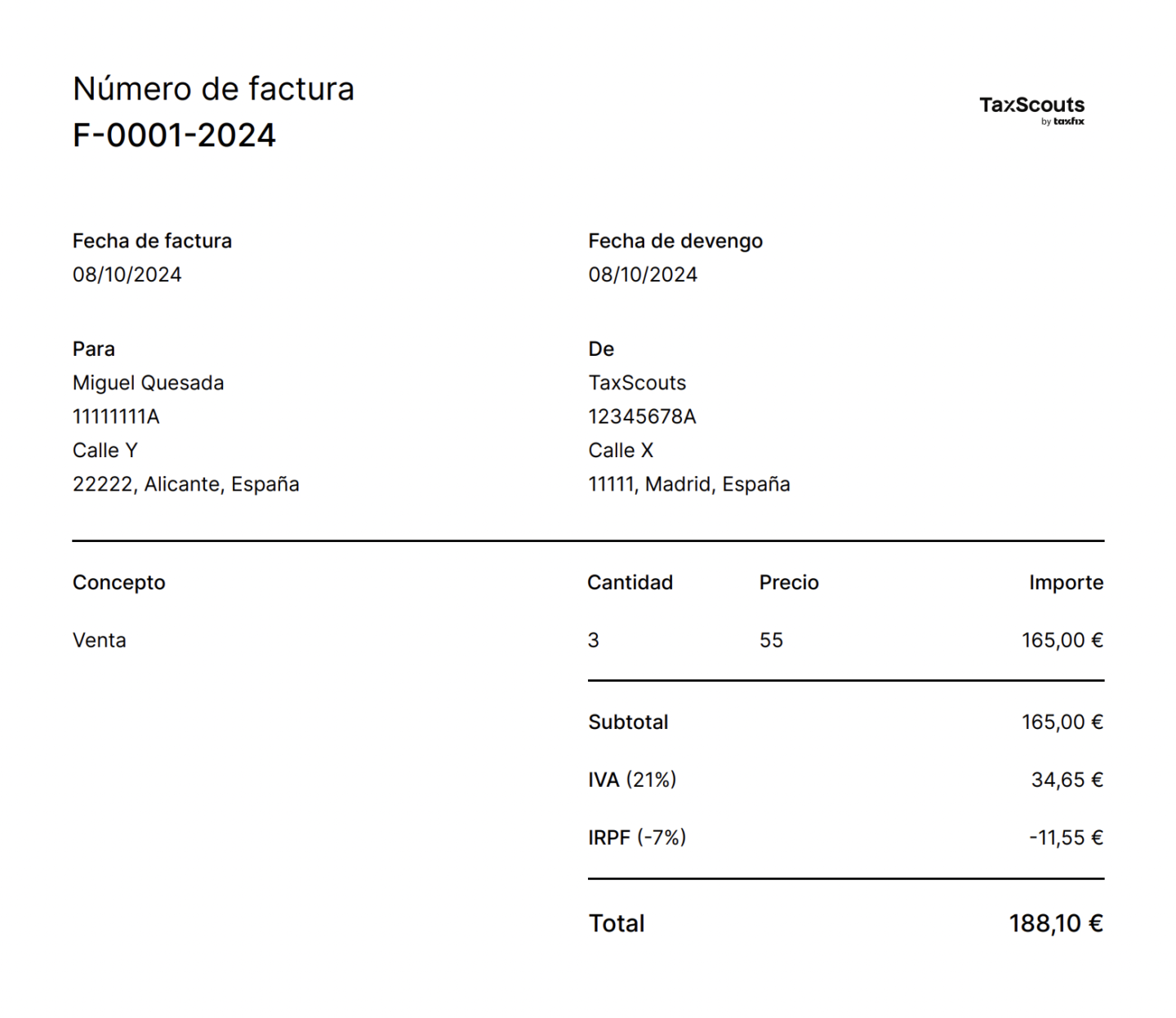 Ejemplo de factura digital