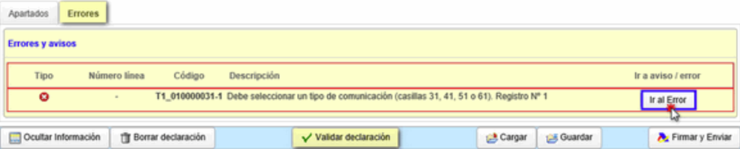 Comprobación de errores del modelo 149